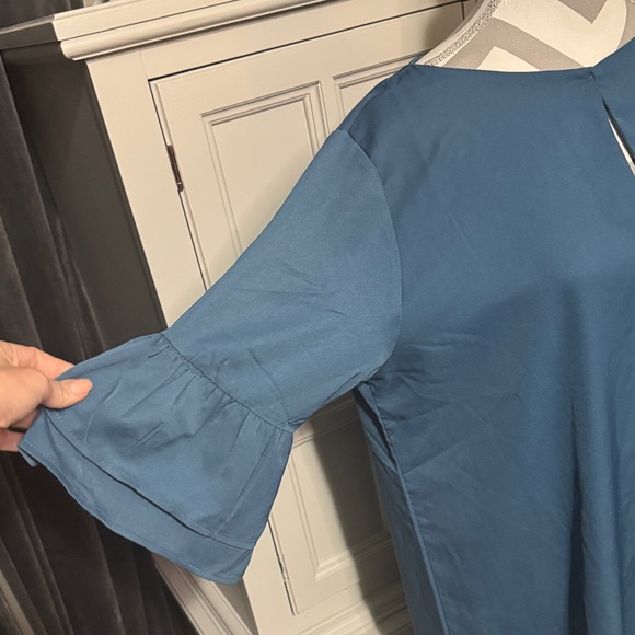 Tickled Teal Teal Blue Dress with Ruffle Sleeves Size XL - Picture 5 of 10